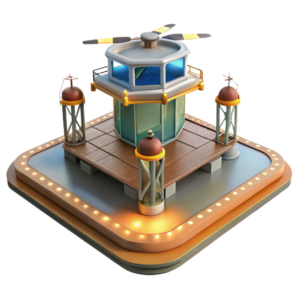 magnificent rustic Offshore Platform Helipad Transparent Background with Landing Lights png