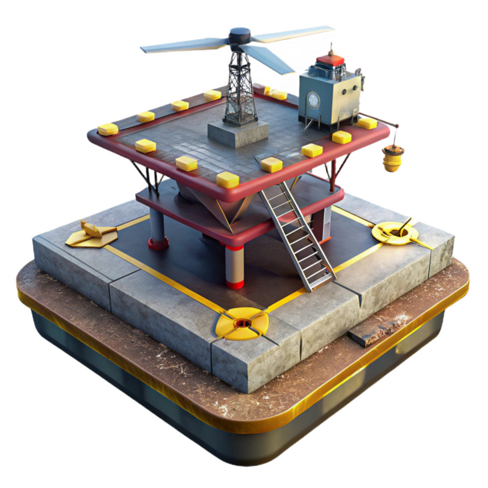 dramatic artistic Offshore Platform Helipad Transparent Background with Landing Lights png