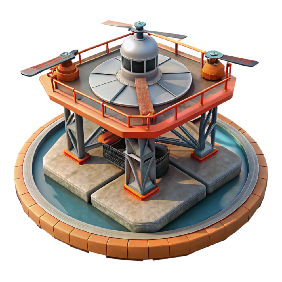 serene classic Offshore Platform Helipad Top View Transparent Background authentic png