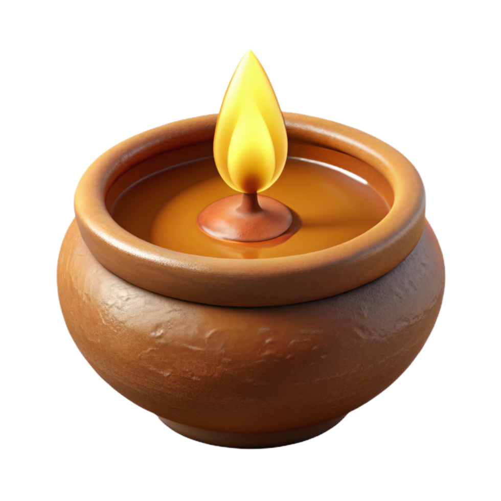 dramatic artistic Oil Lamp Clay Traditional Diwali Decoration Isolated high quality png
