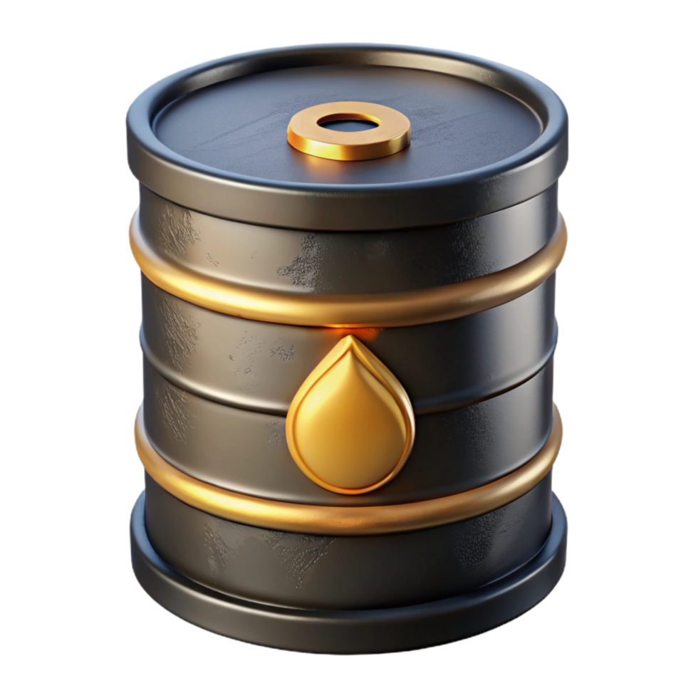 serene rustic Oil Barrel Icon with Black and Gold Finish Cutout png