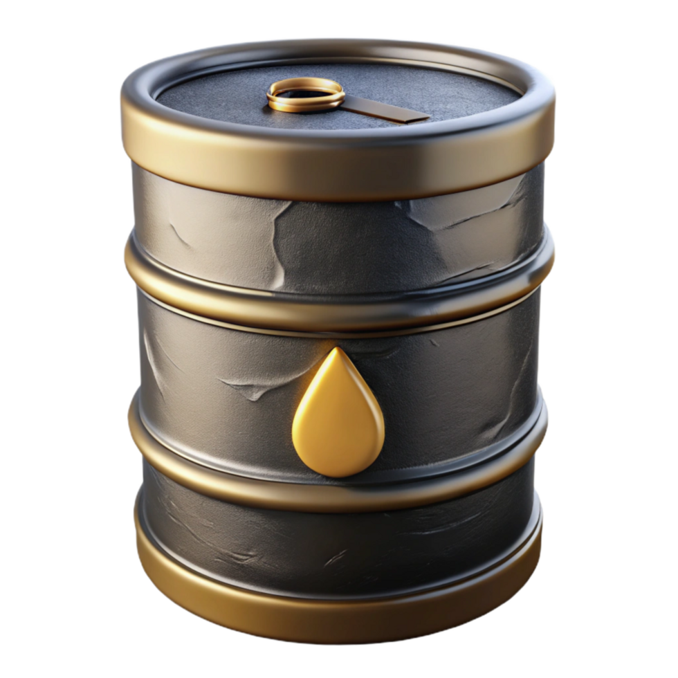 extraordinary artistic Oil Barrel Icon with Black and Gold Finish Cutout genuine png