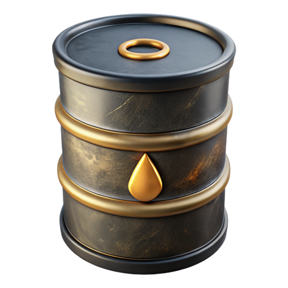 extraordinary artistic Oil Barrel Icon with Black and Gold Finish Cutout premium png