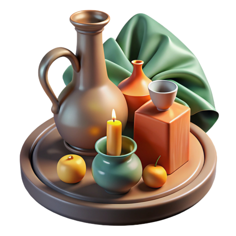 serene rustic Oil Painting Still Life Composition Transparent Background professional png