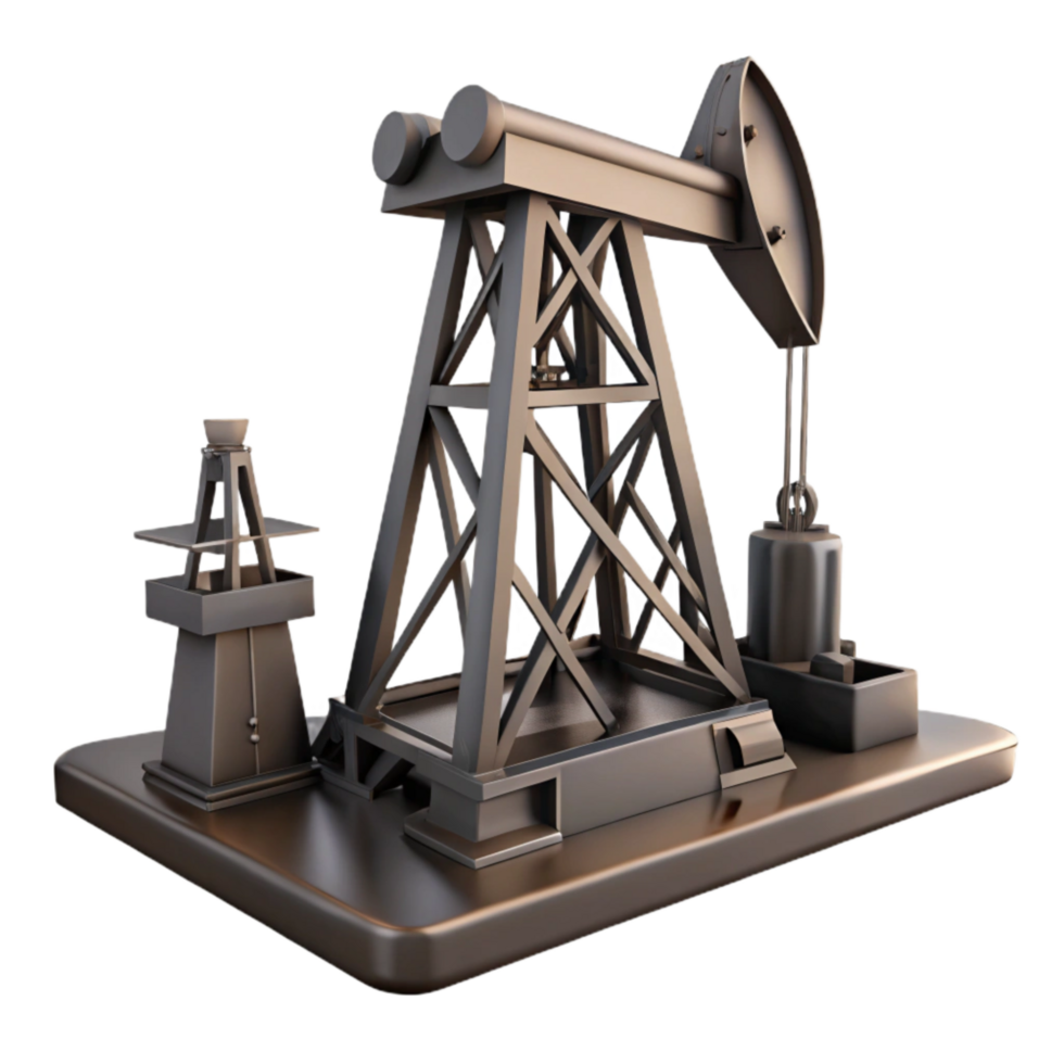 elegant minimalist Oil Rig Silhouette with Derrick and Platform Cutout detailed png