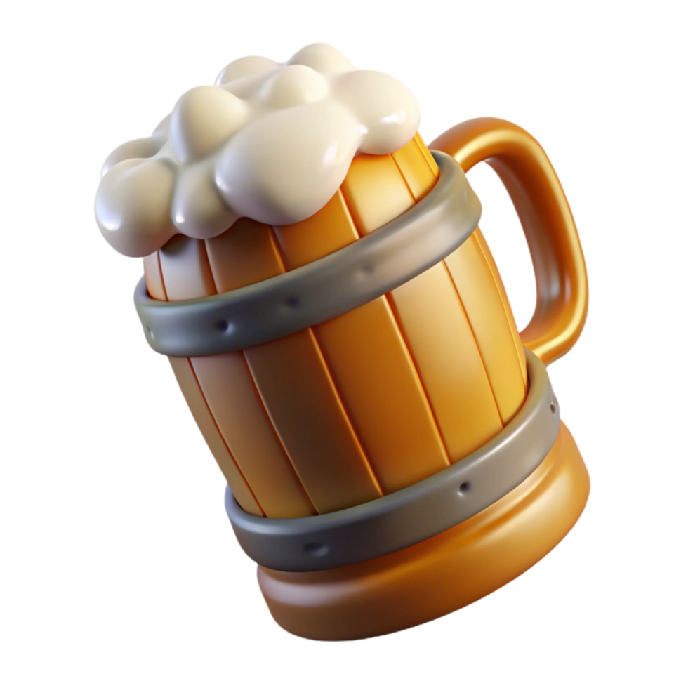 vibrant abstract Oktoberfest Beer Stein Frothy Transparent Background detailed png