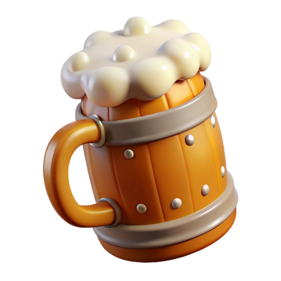 impressive vintage Oktoberfest Beer Stein Frothy Transparent Background professional png