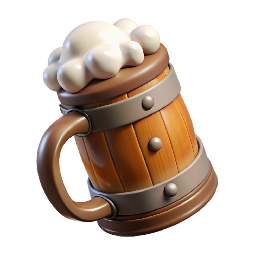 magnificent minimalist Oktoberfest Beer Stein with Froth Isolated detailed png