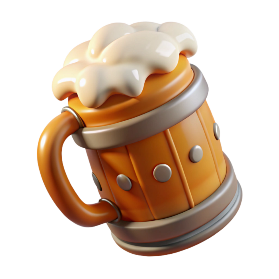 stunning classic Oktoberfest Beer Stein with Froth Isolated authentic png