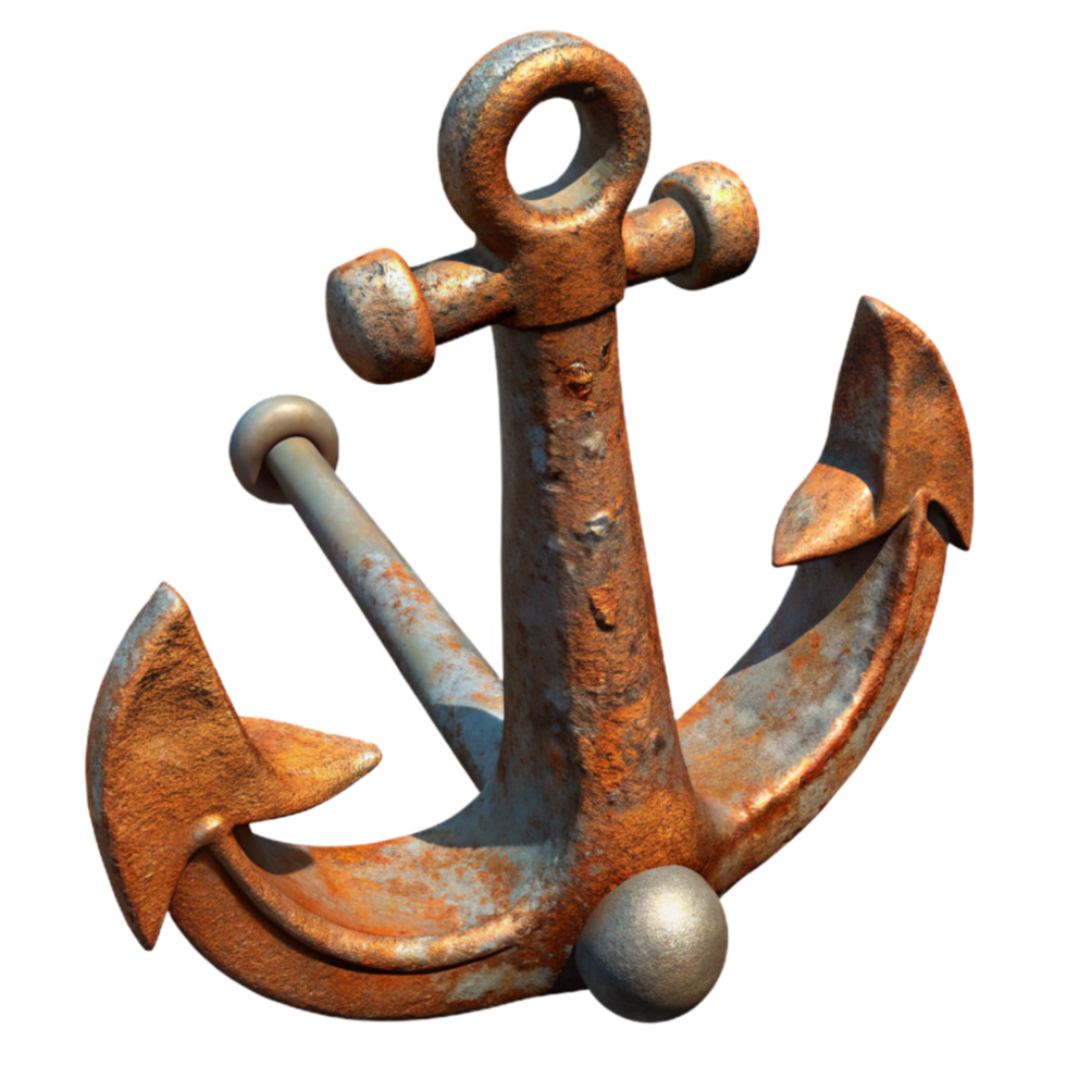serene modern Old Anchor Resting on Seabed Rusty Transparent Background original png