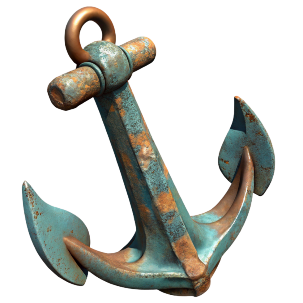vibrant contemporary Old Anchor Resting on Seabed Rusty Transparent Background authentic png