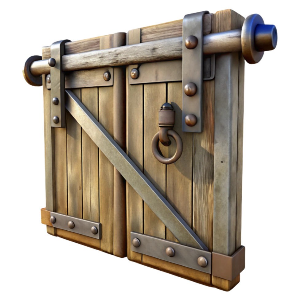 elegant contemporary Old Barn Door Sliding Mechanism Element premium png