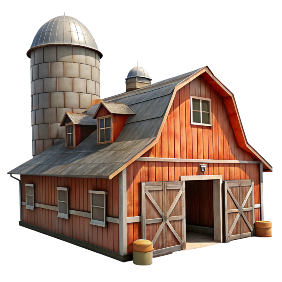 wonderful contemporary Old Barn with Silo Isolated professional png