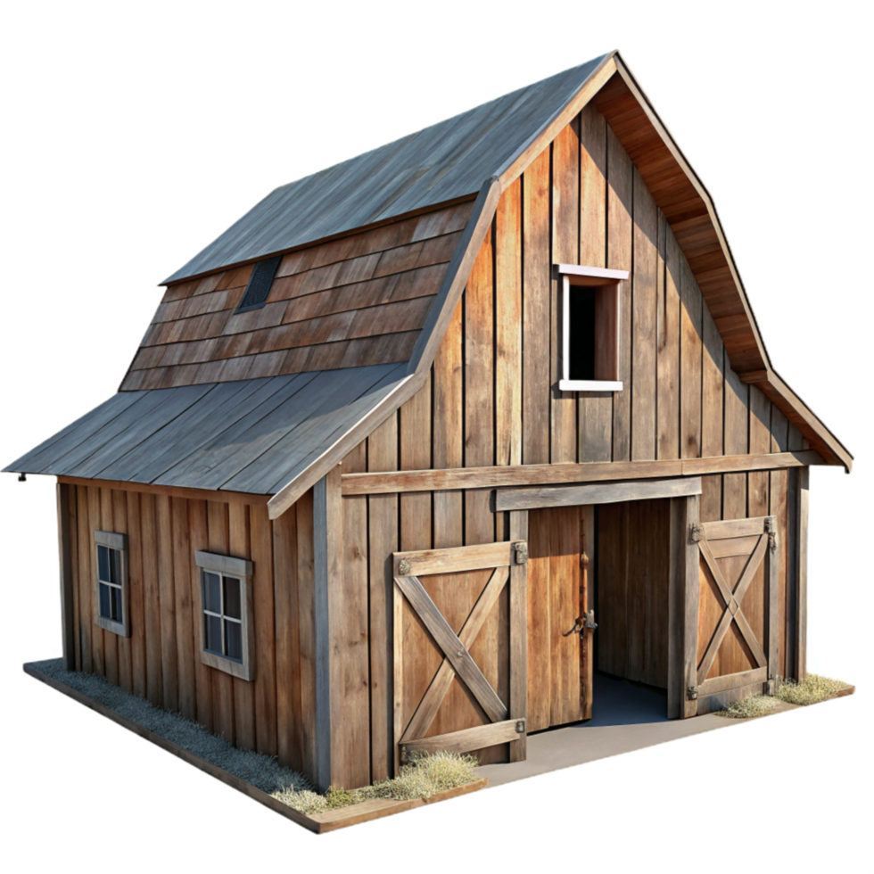 vibrant rustic Old Barn with Weathered Wood detailed png