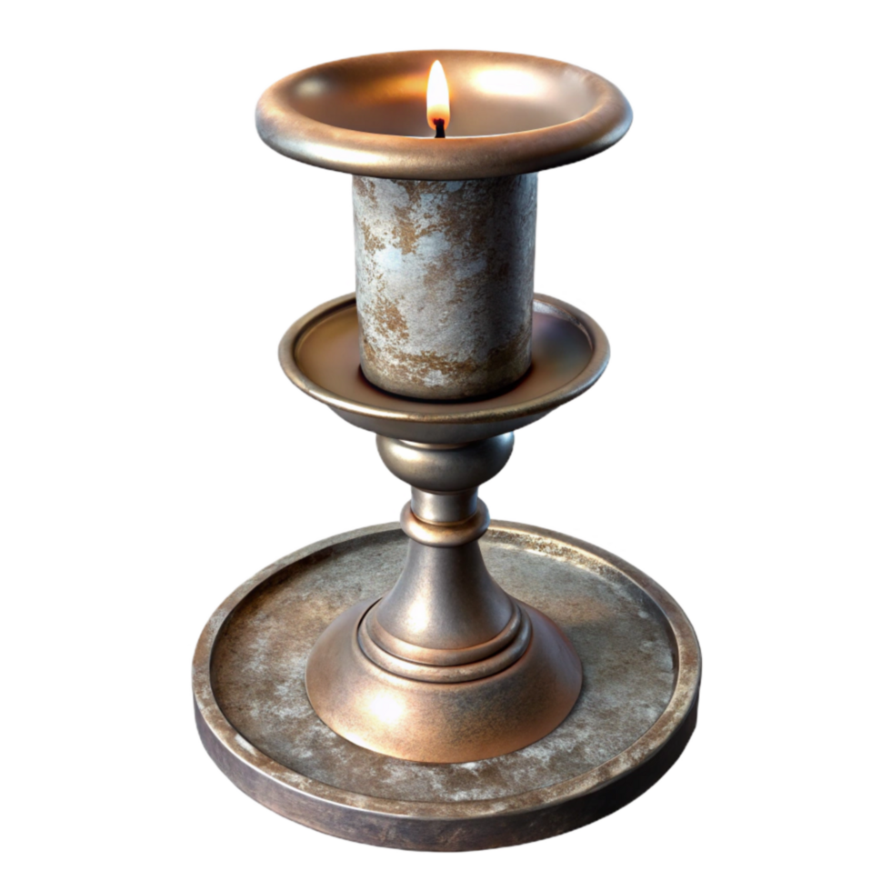 dramatic artistic Old Candle Holder Cutout with Metal Base high resolution png