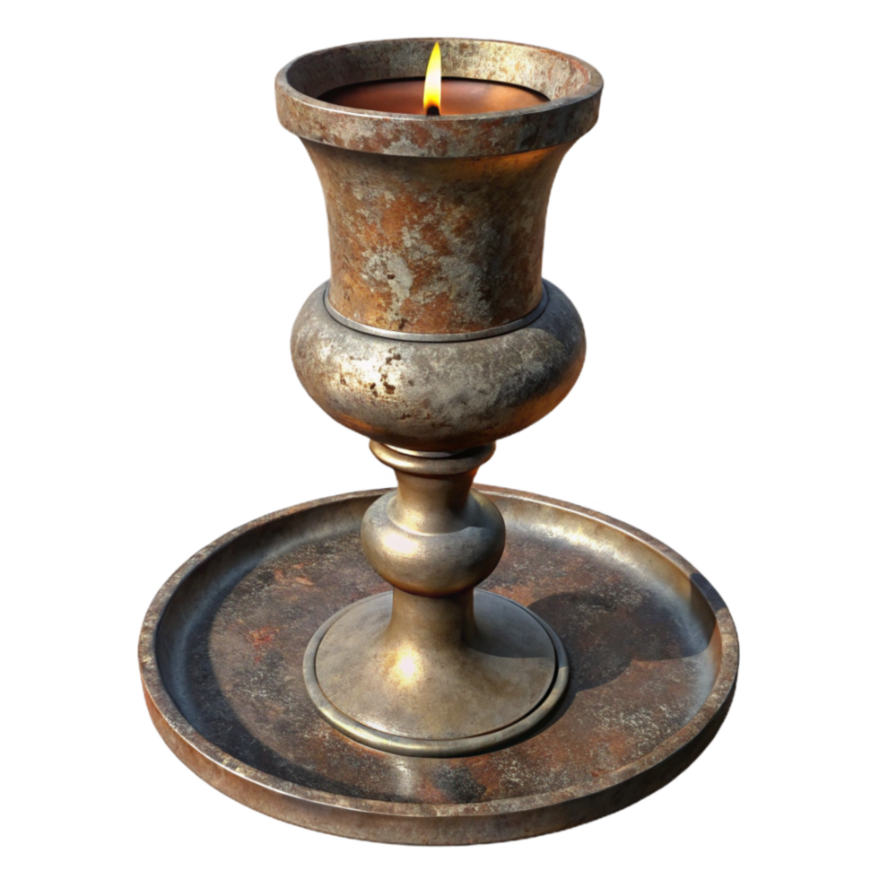 wonderful rustic Old Candle Holder Cutout with Metal Base high quality png