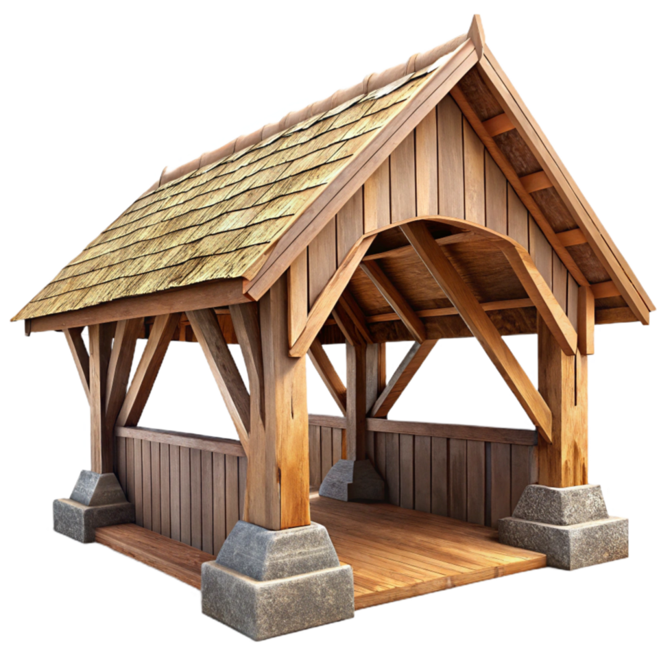 magnificent contemporary Old Covered Bridge Wooden Beams Cutout high quality png