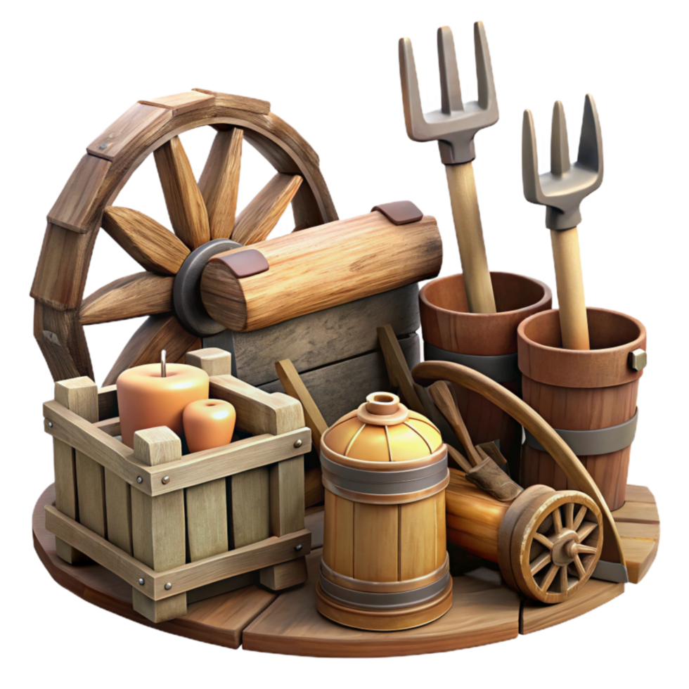magnificent classic Old Farm Tools Rustic Style Isolated premium png
