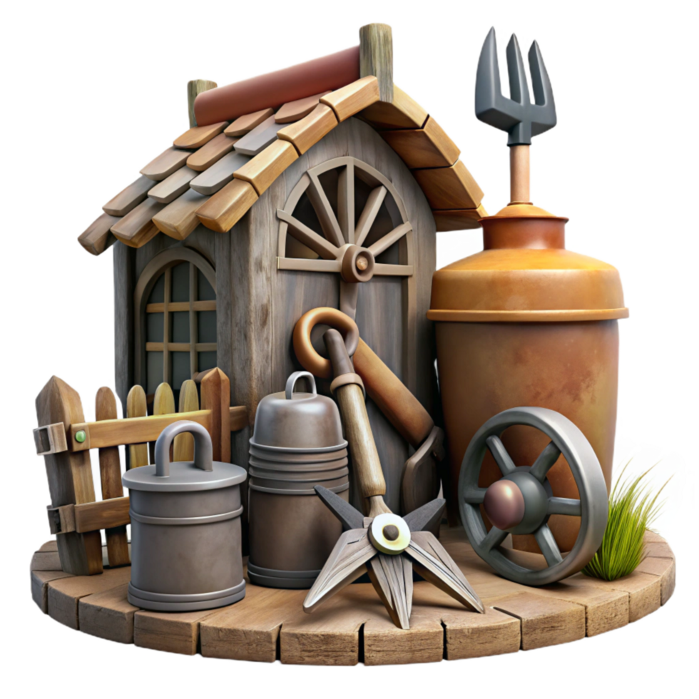 magnificent minimalist Old Farm Tools Rustic Style Isolated exclusive png
