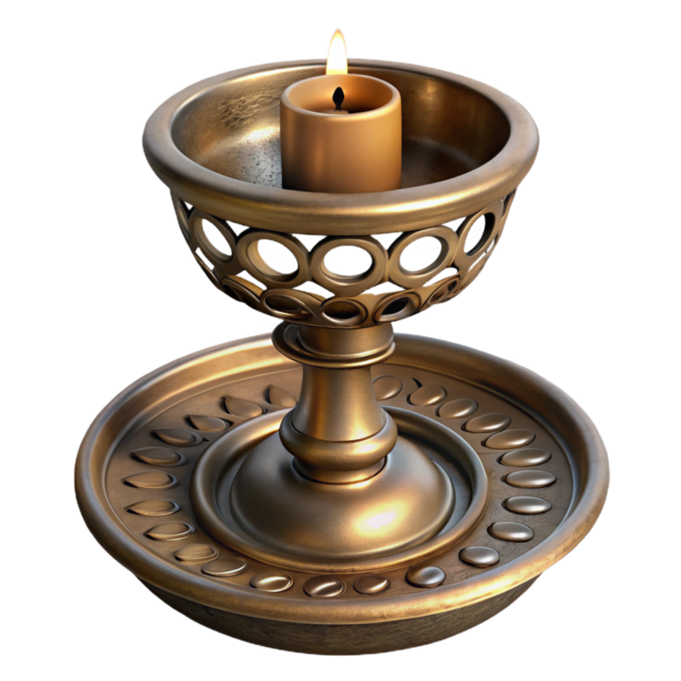 impressive minimalist Old Fashioned Candle Holder Brass Material Cutout premium png
