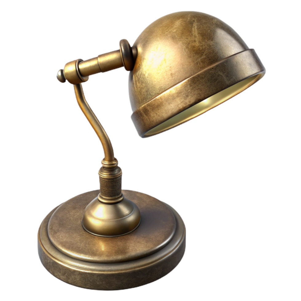 dramatic rustic Old Fashioned Desk Lamp Brass Finish Transparent Background genuine png