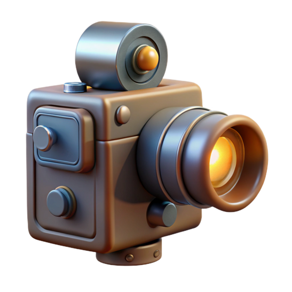 vibrant contemporary Old Film Camera with Flash Bulb Transparent Background exclusive png
