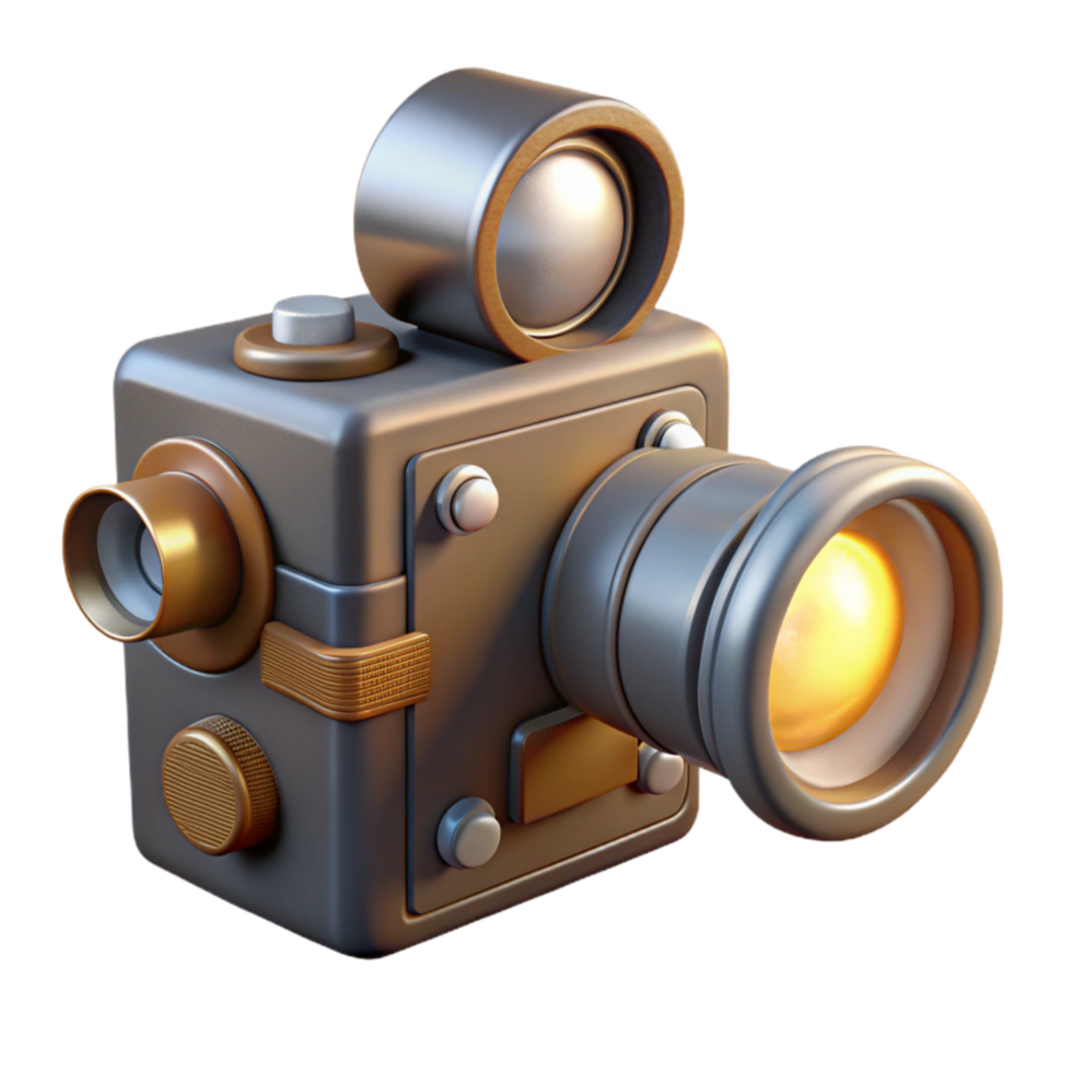 dramatic abstract Old Film Camera with Flash Bulb Transparent Background authentic png