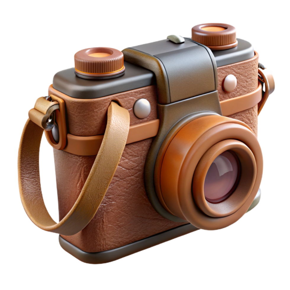 serene modern Old Film Camera Leather Strap Detail Cutout exclusive png