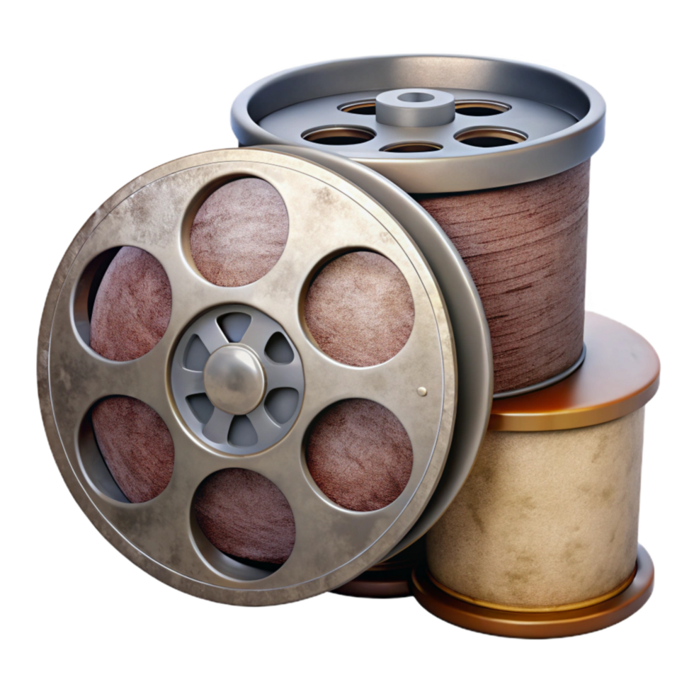 stunning artistic Old Film Reel and Canister Cutout detailed png