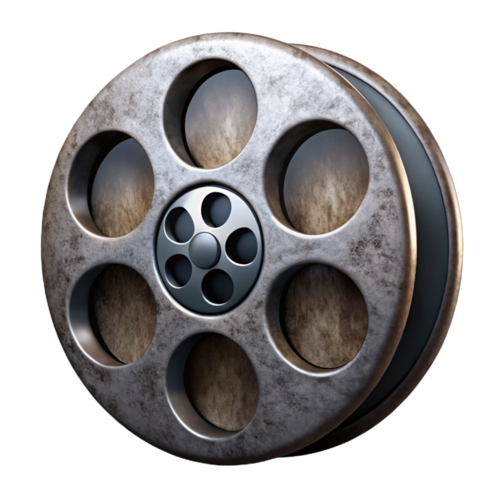 extraordinary traditional Old Film Reel Cutout with Dramatic Lighting premium png