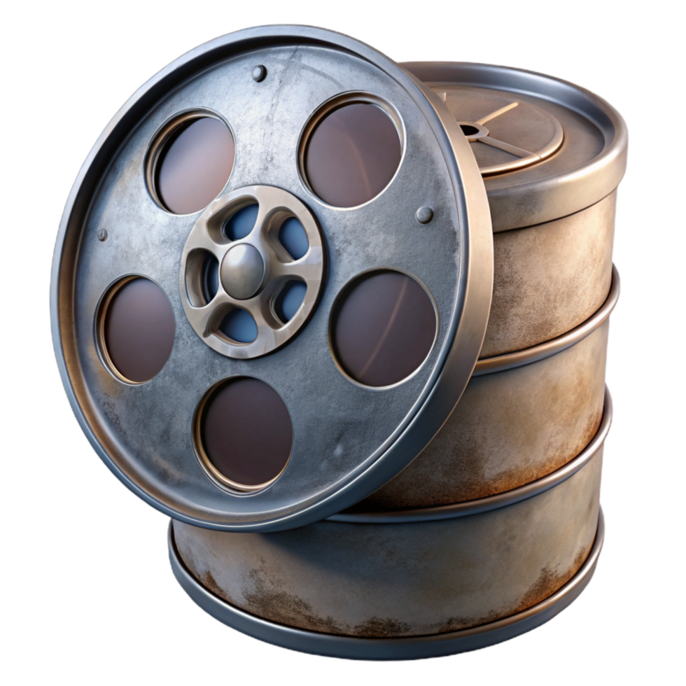 impressive vintage Old Film Reel Metal Canister Detail Cutout genuine png