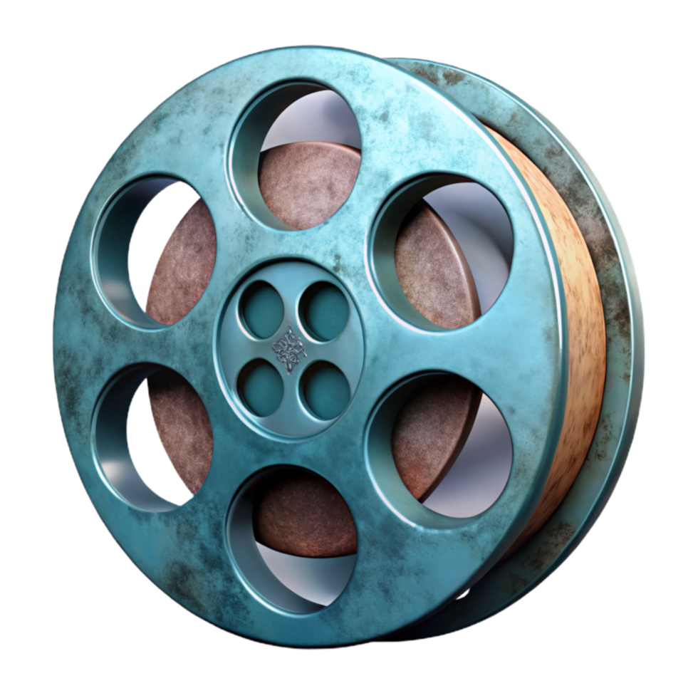 extraordinary contemporary Old Film Reel Cutout with Dramatic Lighting premium png