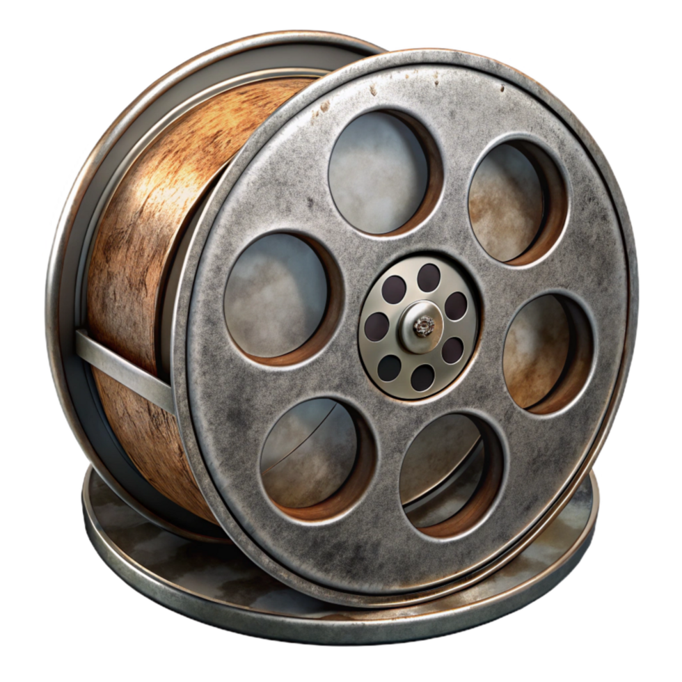 vibrant artistic Old Film Reel Metal Canister Detail Cutout png