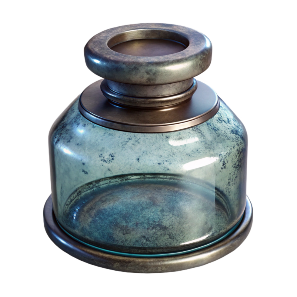 beautiful minimalist Old Glass Inkwell Empty Isolated Cutout exclusive png