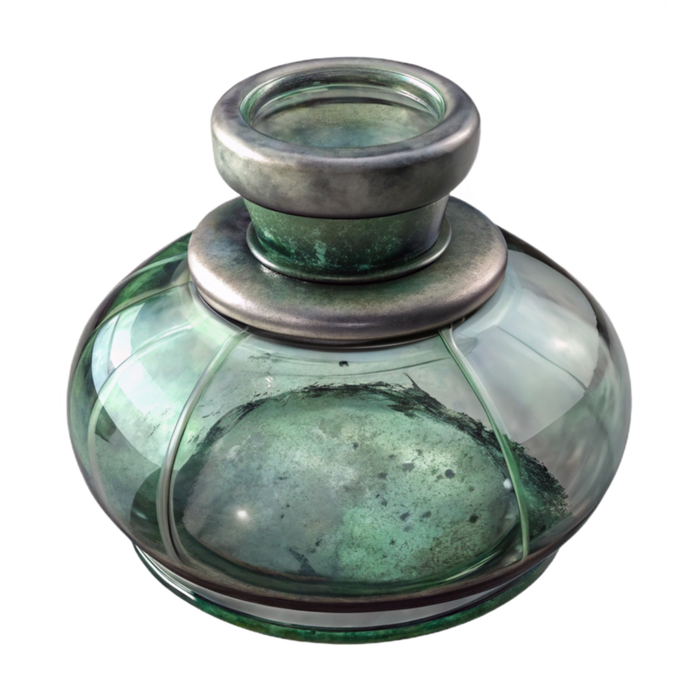wonderful modern Old Glass Inkwell Empty Isolated Cutout high quality png