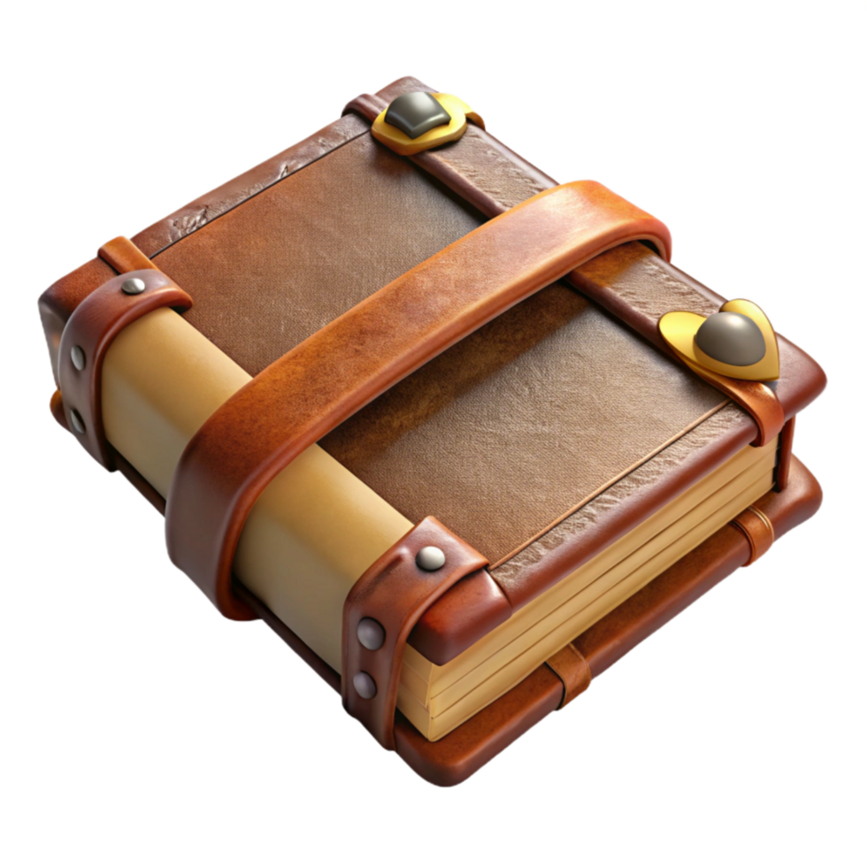 wonderful traditional Old Leather Book Closed Isolated on Transparent Background professional png