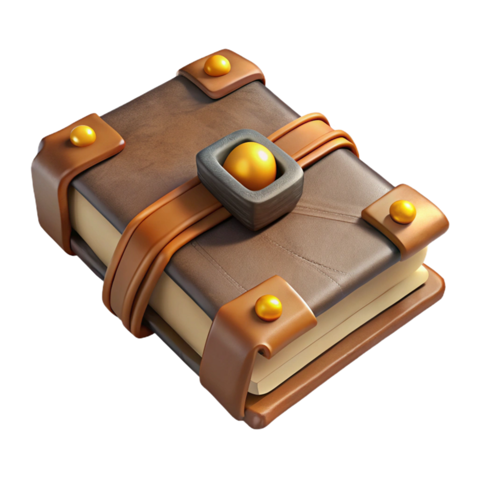 stunning modern Old Leather Bound Book Top View Transparent Background high resolution png