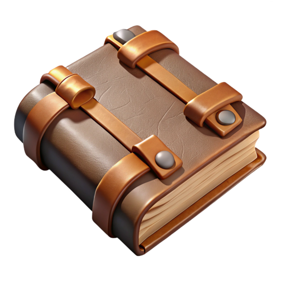 vibrant artistic Old Leather Bound Book Top View Transparent Background high quality png