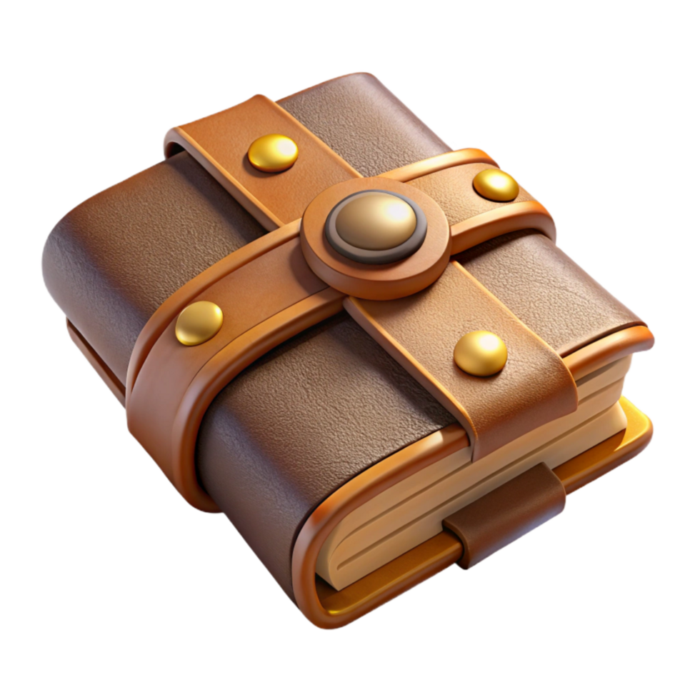 serene modern Old Leather Bound Book Top View Transparent Background high quality png