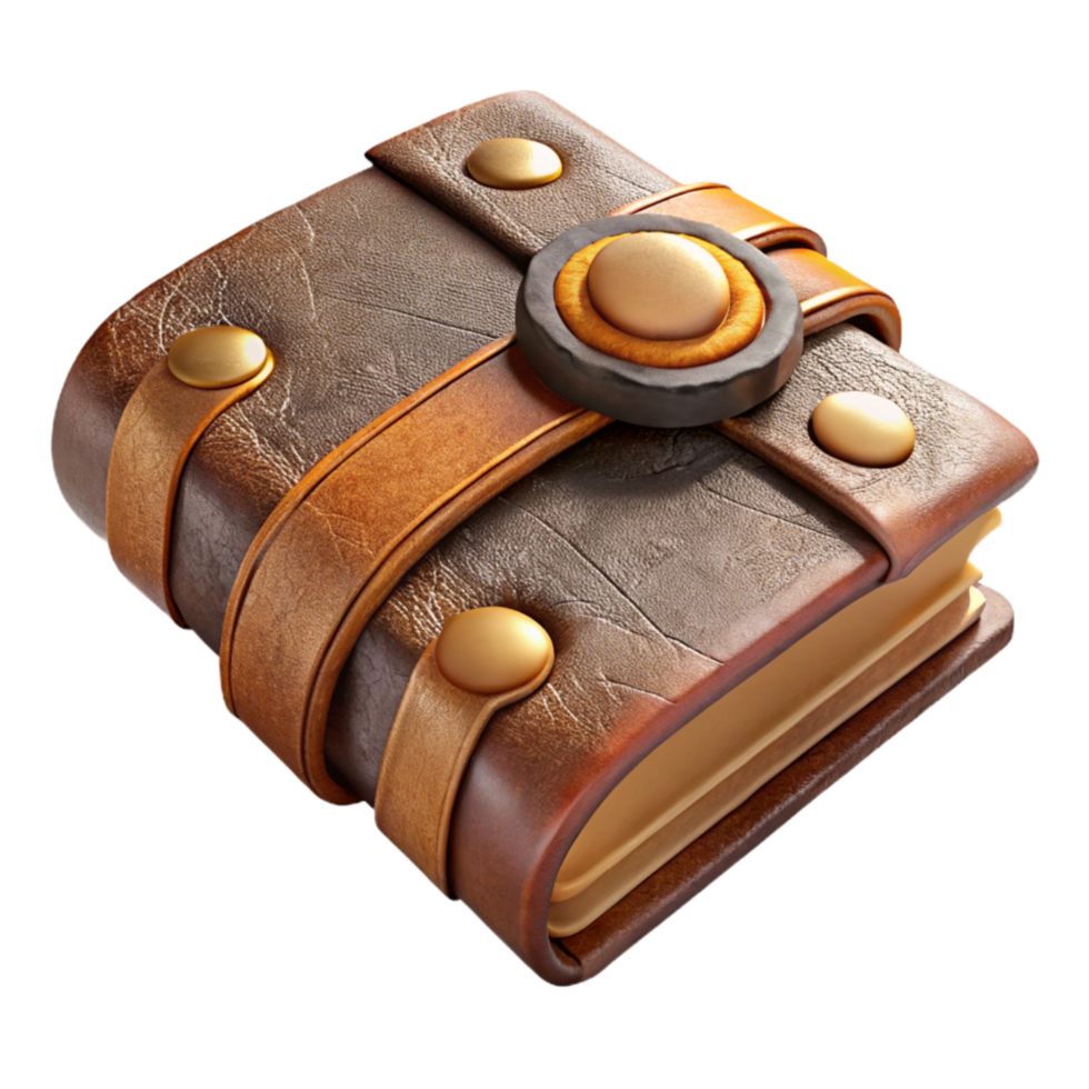 dramatic rustic Old Leather Bound Journal Closed Cutout premium png