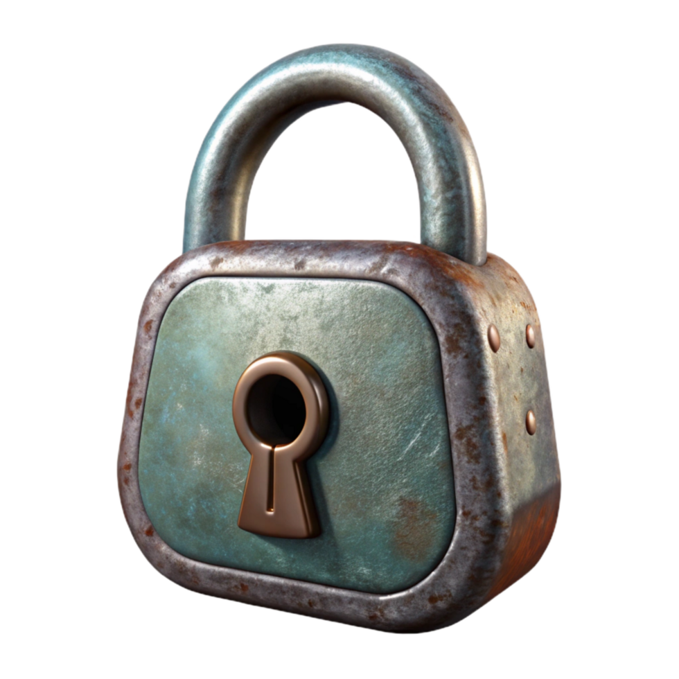 beautiful classic Old Lock Padlock Closed Isolated Cutout high resolution png