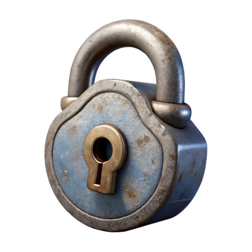 serene modern Old Lock Padlock Closed Isolated Cutout exclusive png