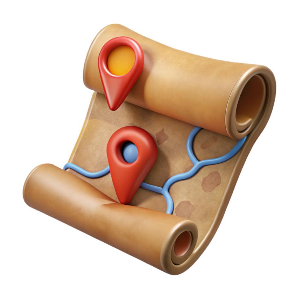 stunning abstract Old Map with Route Marked Cutout premium png