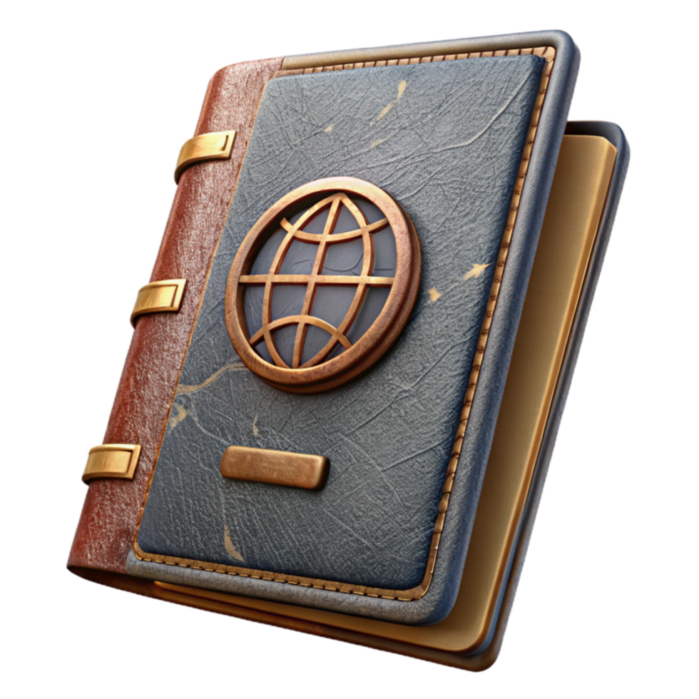 elegant vintage Old Passport with Stamp Details Isolated detailed png
