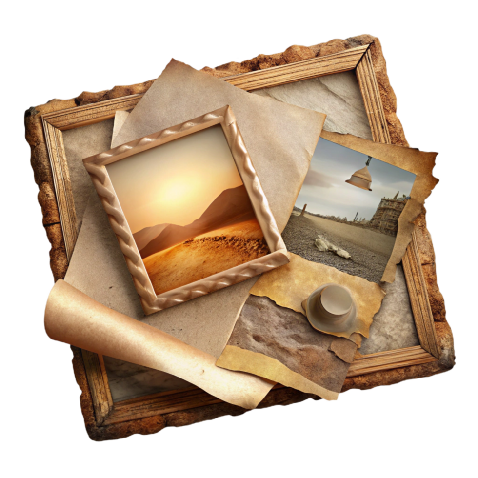 elegant minimalist Old Photo with Torn Edges Sepia Tone Cutout detailed png