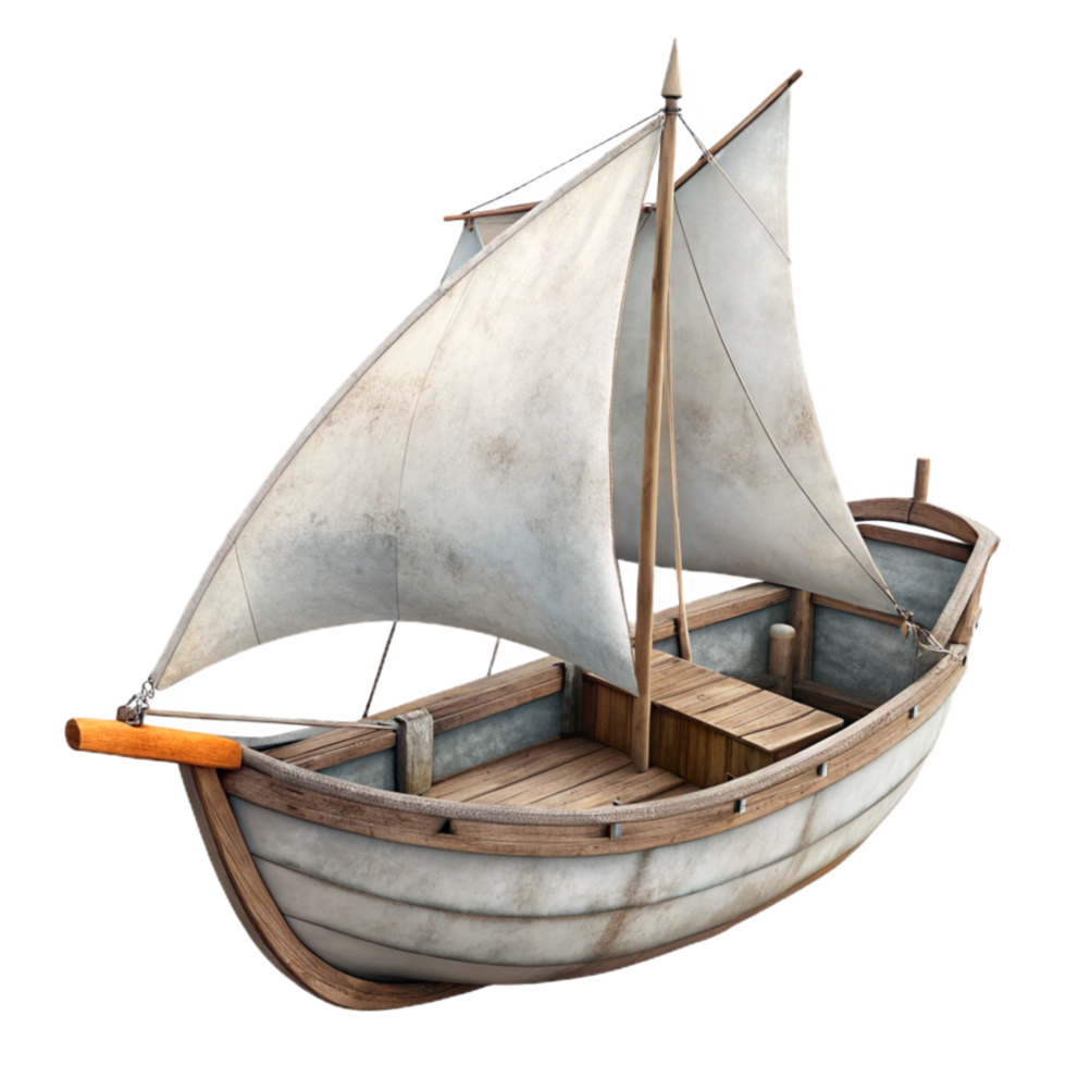 vibrant abstract Old Sailing Boat with White Sails Isolated detailed png