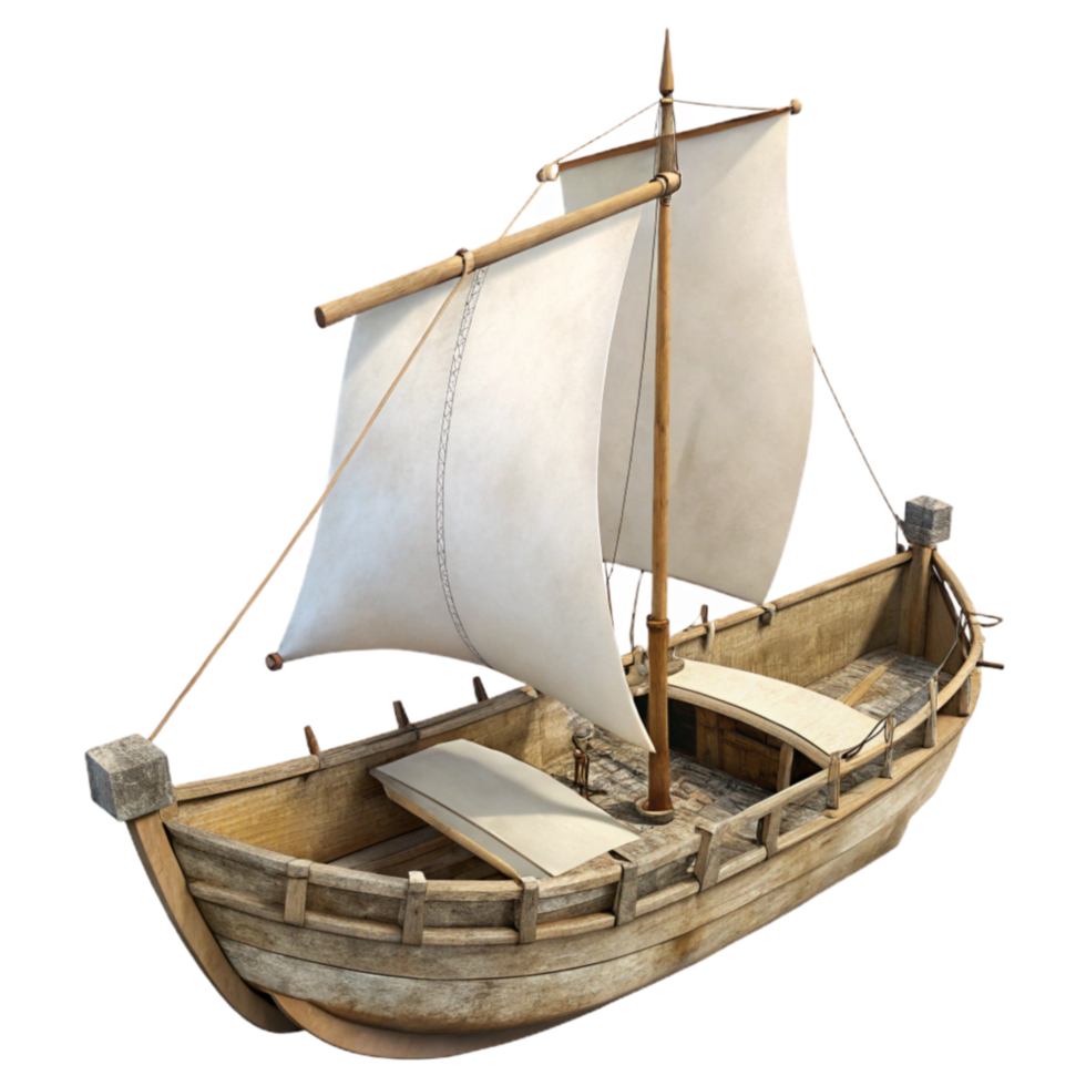 elegant creative Old Sailing Boat with White Sails Isolated original png