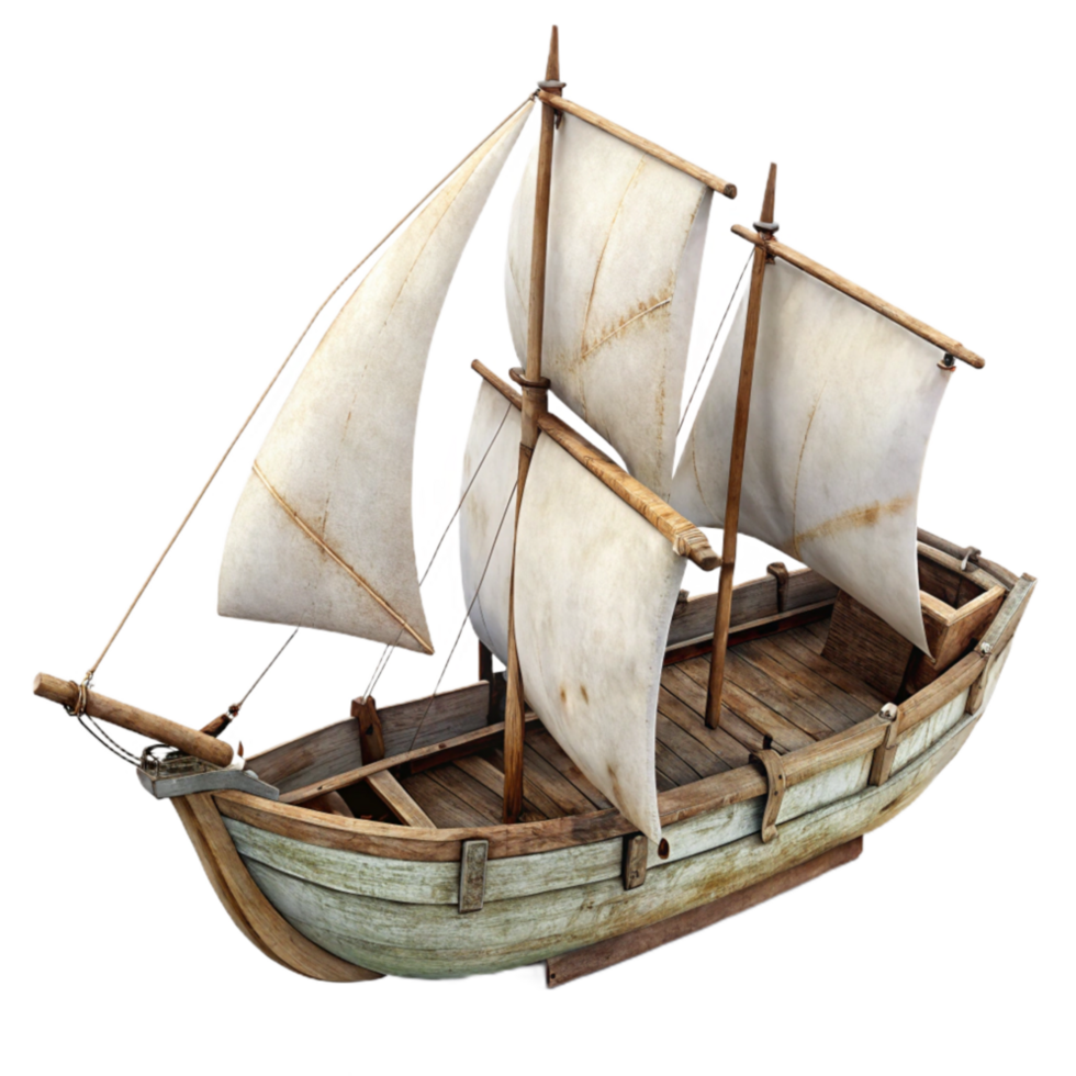 extraordinary creative Old Sailing Boat with White Sails Isolated premium png