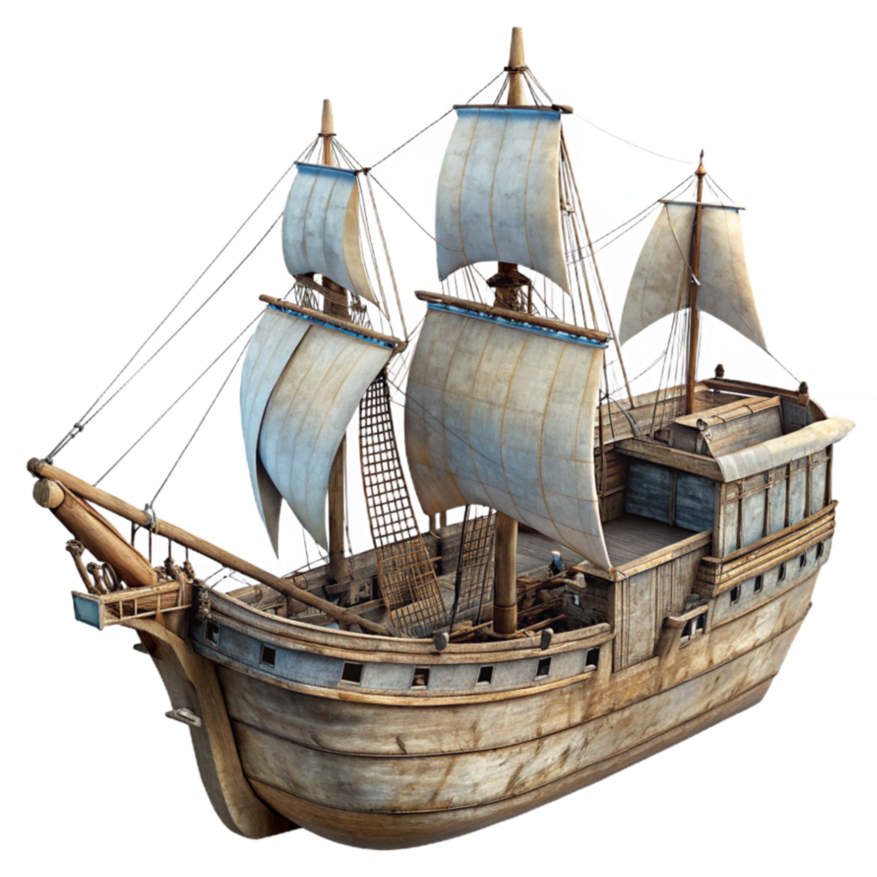 impressive abstract Old Sailing Ship Side View Isolated high resolution png