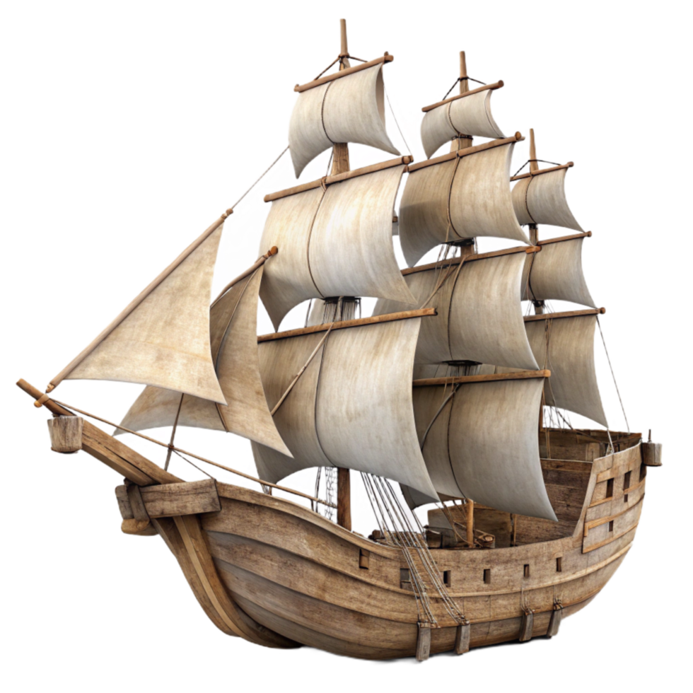 magnificent vintage Old Sailing Ship Full Sail Cutout genuine png